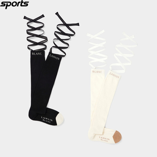 韩国代购lanvin blanc高尔夫配饰26春夏女纯色弹力防滑绑带中筒袜