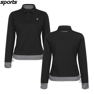 韩国代购st andrews高尔夫球服26春夏女格纹叠层修身翻领长袖T恤