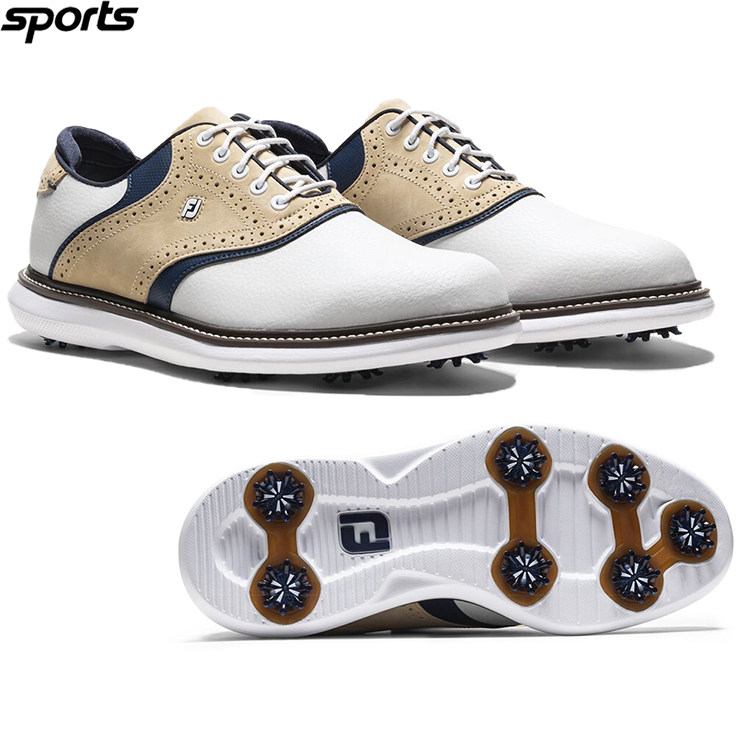 韩国代购FJ高尔夫26春夏复古撞色皮革舒适透气运动户外防水男球鞋