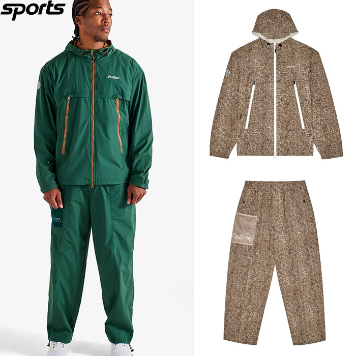 韩国代购malbon高尔夫球服26春夏男舒适宽松运动连帽夹克长裤套装