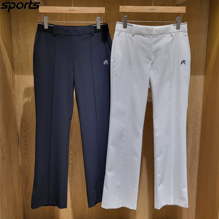 韩国代购malbon高尔夫球裤26春夏女纯色标志松紧腰带弹力运动长裤