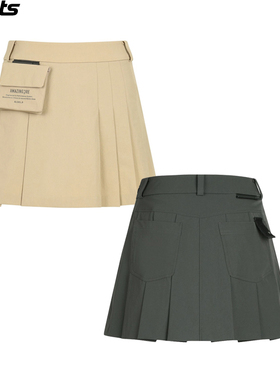 韩国代购amazingcre高尔夫球裙26春夏女纯色凉感弹力褶皱口袋短裙