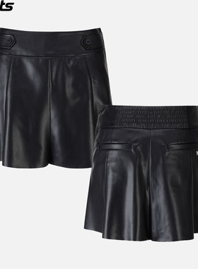 韩国代购PXG尔夫球裙25初秋女黑色亮面运动休闲宽松防走光皮裙裤