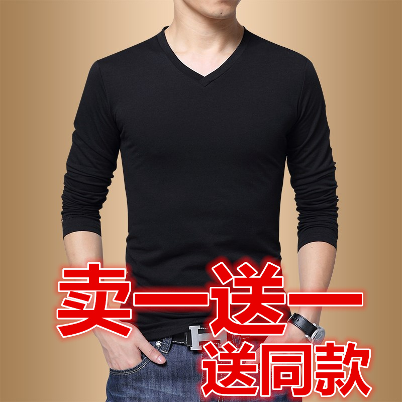 2019新款男士长袖t恤V领潮牌韩版春秋衣纯色卫衣打底衫男装上衣服|msdalam kategori Pakaian Lelaki, baju-T - dari Buy2taobao.com untuk memberikan perkhidmatan ejen Taobao profesional membeli