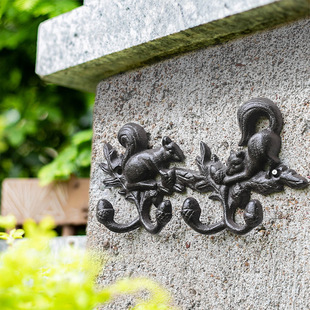 美式乡村铸铁松鼠挂钩玄关挂衣钩客厅入门口墙壁上挂衣架钥匙壁挂