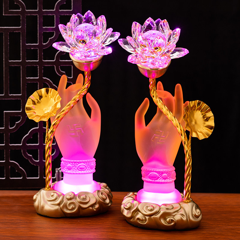 水晶莲花灯佛手长明灯佛前供灯