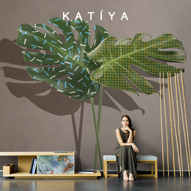 Katiya3d立体墙布装饰电视背景墙东南亚热带壁纸餐厅别墅高档壁画图片