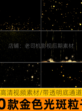 唯美金色光斑闪烁粒子上升视频素材动画特效alpha透明通道AE/PR