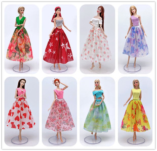 欧美风时尚印花摩登头巾两件套 30CM换装关节六分洋娃娃衣服裙装