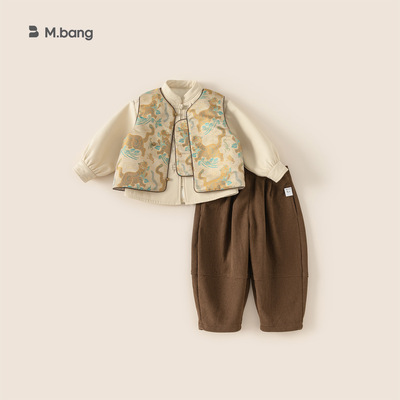 男童唐装套装冬款加绒加厚儿童汉服女宝宝中国风拜年服冬季三件套