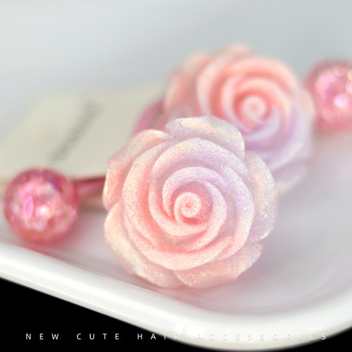 夜光儿童立体玫瑰花朵发绳女童粉色丸子头绕绕发圈不伤发扎头皮筋
