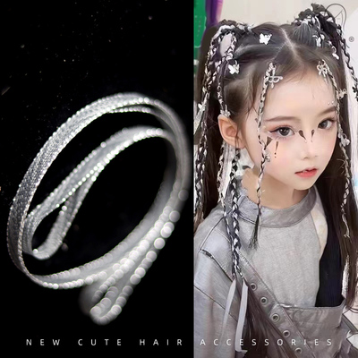 甜酷脏脏辫子银色编发带