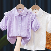 2026新款 衬衫 儿童纯棉衬衣中大童夏天衣服小女孩上衣 夏款 女童短袖