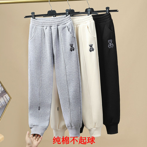女童裤子加绒中大童运动卫裤