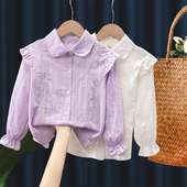 打底衫 女童衬衫 春装 儿童纯棉上衣衬衣女大童外套长袖 春秋2026新款
