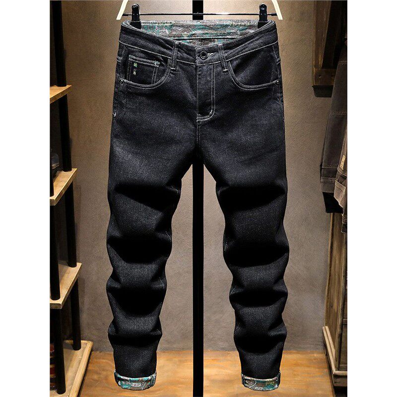 高端潮牌黑色牛仔裤男修身小脚裤韩版潮流弹力长裤春秋新款裤子男