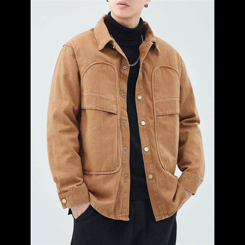 可拆卸内胆羽绒服男秋冬新款大口袋痞帅宽松衬衫外套上衣休闲夹克