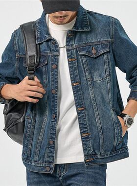 美式重磅牛仔外套男秋季潮