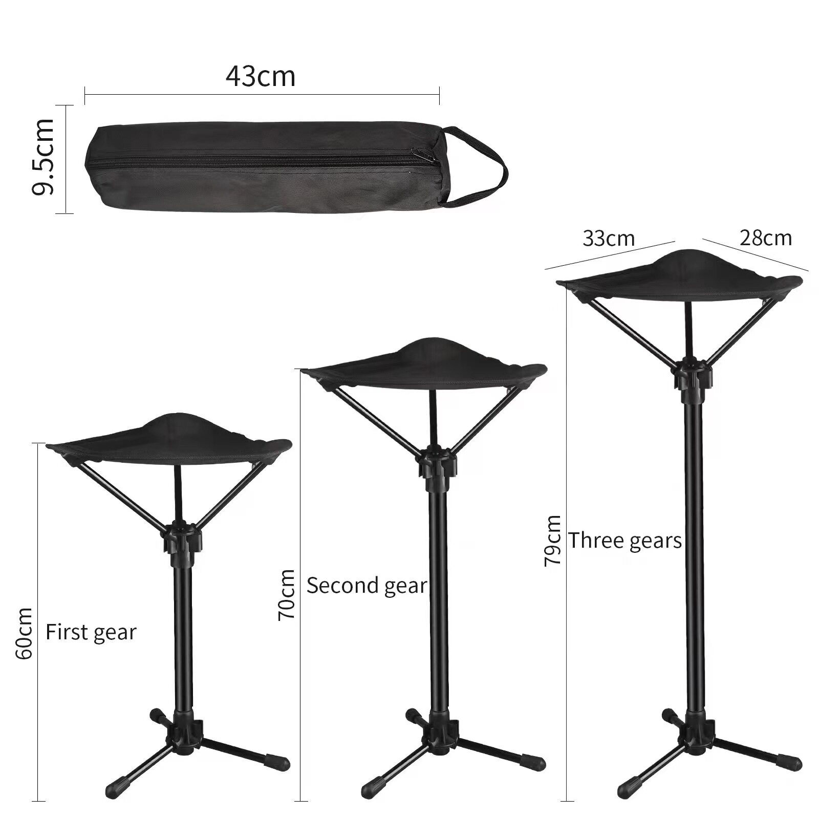 thumbnail for Outdoor Business Trip Travel Aluminum Alloy Telescopic Folding Stool Portable Queue Fishing Stool Subway Lightweight Portable Seat