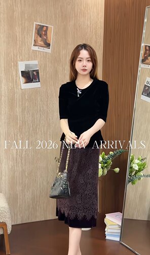 2026秋季气质圆领丝绒短袖T恤女