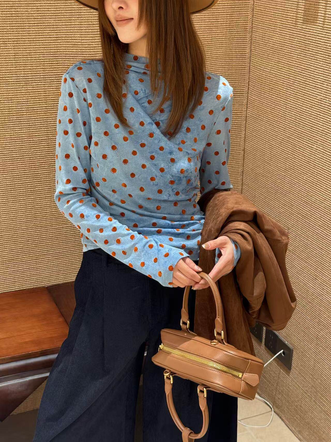 2026秋季甜美减龄波点印花T恤女