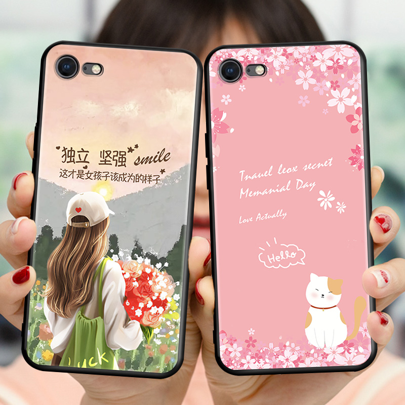 适用苹果7手机壳保护套A1863钢化膜iphone8软硅胶防摔iph0ne8全包外壳a1660时尚卡通iph0ne7网红小清新情侣潮
