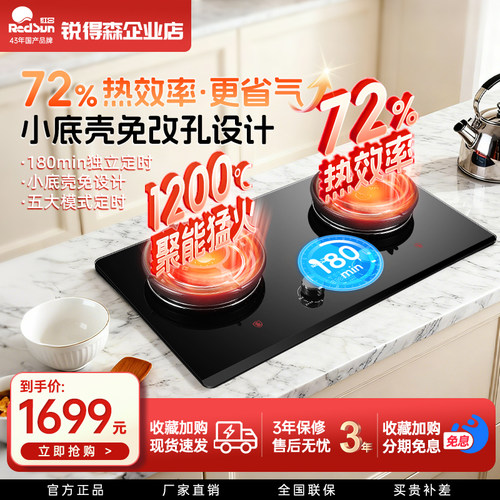 红日燃气灶家用双边定时节能灶