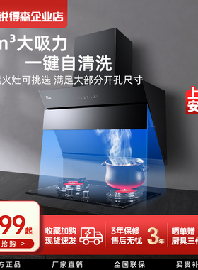 红日大吸力JED19H侧吸抽油烟机燃气灶套装家用厨房双灶烟灶组合