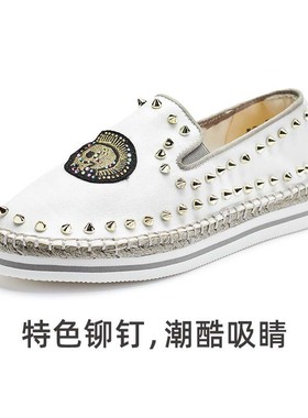 专柜玛丽正品春夏新款一脚蹬铆钉松糕休闲渔夫鞋帆布鞋女鞋51321W
