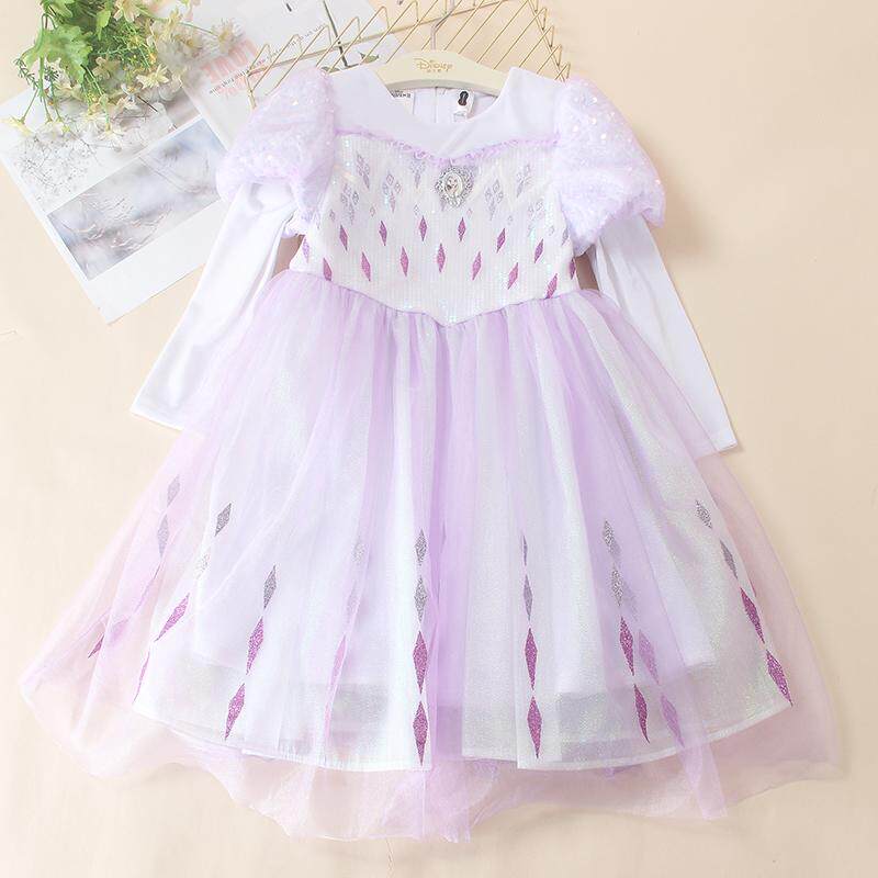 专柜迪士尼秋冬保暖加绒公主裙睡美人爱洛3-10岁女童礼服裙连衣裙