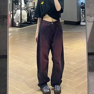 Adidas阿迪达斯三叶草女撞色条纹阔腿运动牛仔长裤 KG0200 KG0201