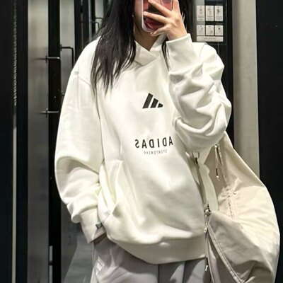 阿迪达斯男抓绒字母logo连帽卫衣