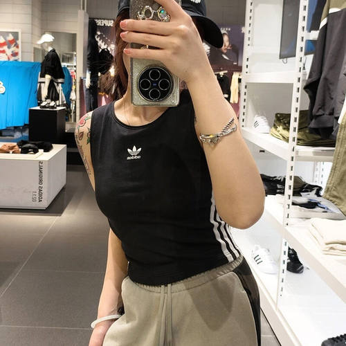 阿迪达斯三叶草女修身无袖背心
