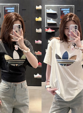 Adidas三叶草26春夏男女运动休闲纯棉宽松短袖T恤KW5670 KW5671