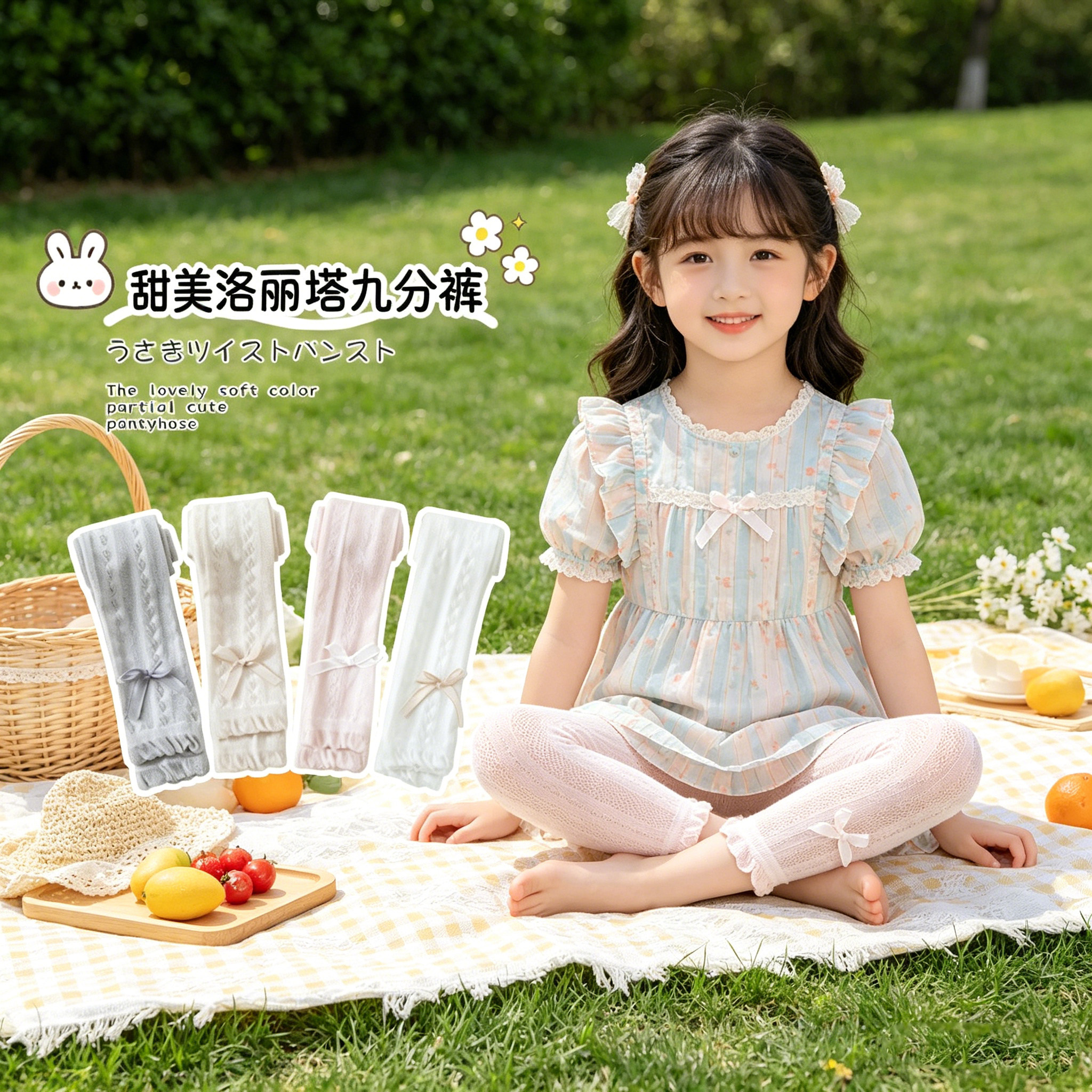 婴儿打底裤夏季儿童两条装薄款网眼白色透气宝宝九分女童大PP防蚊