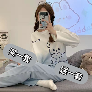 睡衣春秋款女网红爆款2023秋季长袖可出门棉质大码家居服两件套装