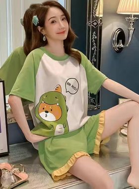 睡衣女夏季纯棉可爱学生韩版