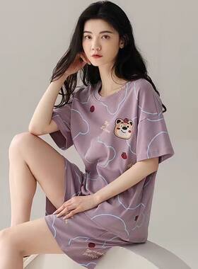 2025年新款睡衣女夏季纯棉两件套