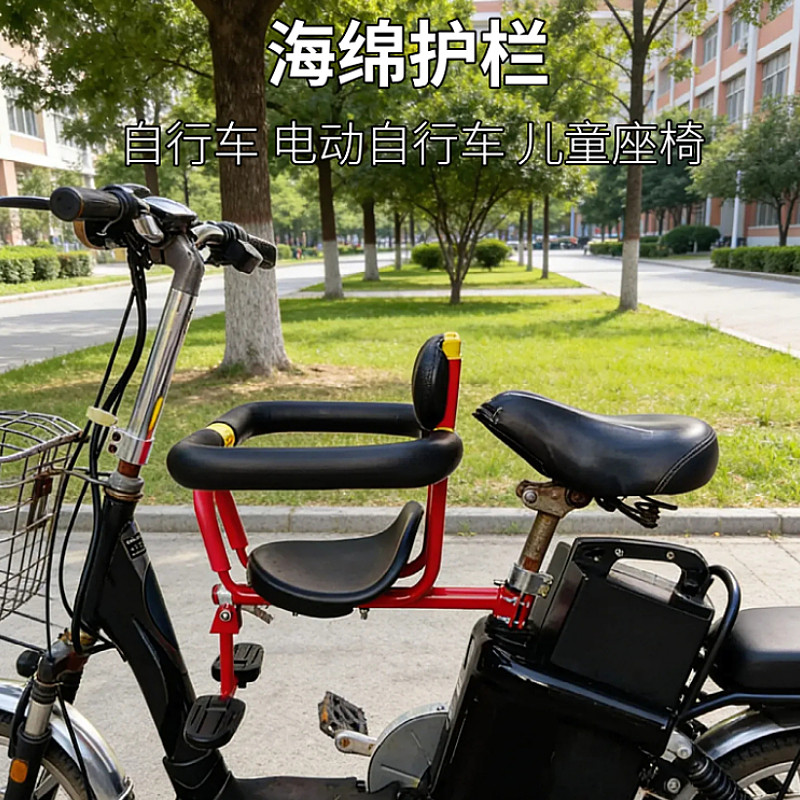 电动折叠自行车儿童座椅宝宝安全坐椅全包围脚踏稳固前置小童坐垫