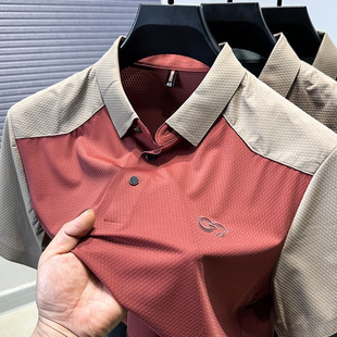 半袖 高端华夫格拼接袖 华夫格保罗polo衫 短袖 品衣服 t恤男翻领夏季