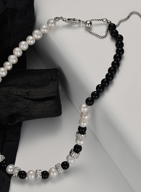 纯银黑曜石女小众设计师项链