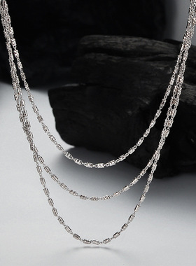 韩版简约多层缠绕叠戴女纯银项链