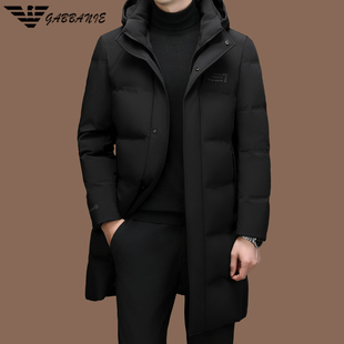 正品意大利名牌男士加厚休闲中长款羽绒服冬装防寒保暖可拆帽外套