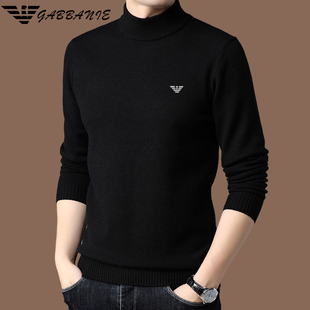 正品名牌秋冬季新款羊毛衫男半高领加厚保暖羊绒打底衫男士毛衣潮