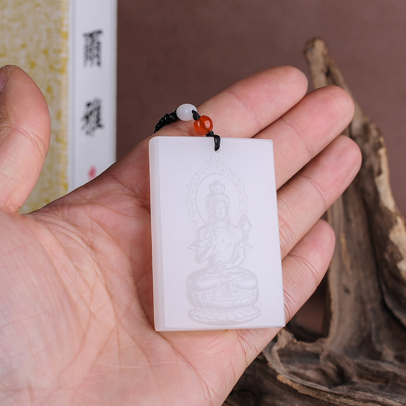 玉石大势至菩萨佛像属马生肖本命佛吊坠男女款白玉守护神玉坠挂件