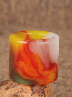 天然鸡血石新疆扳指尾戒戈壁玉