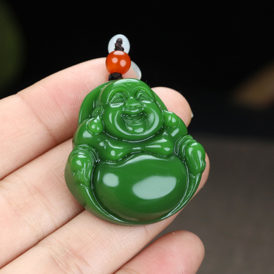 新疆和田玉弥勒佛吊坠大肚佛笑佛