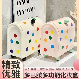 化妆品收纳盒家用卧室梳妆台口红整理盒桌面置物架宿舍防尘抽屉式
