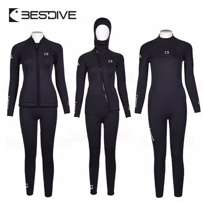 Bestdive 3/5mm经典黑白系列分体潜水服拉链易穿脱男女水肺潜水衣