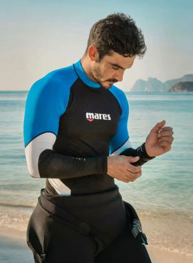 Mares男士长袖潜水服防晒衣Rash Guard 冲浪沙滩防紫外线水母衣